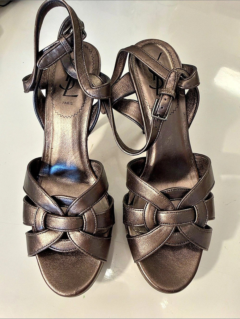 Yves Saint Laurent Strappy Platform Heels in Brown EU 38